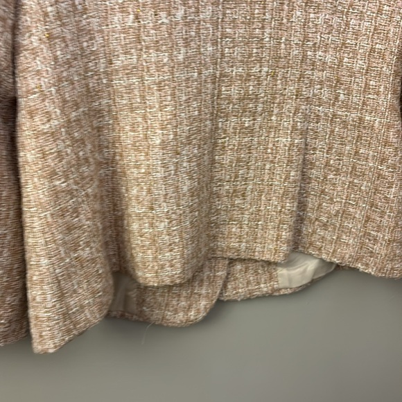 Pink & Cream Tweed Double Breasted Blazer Faux Pearl Buttons size Medium - Picture 8 of 11